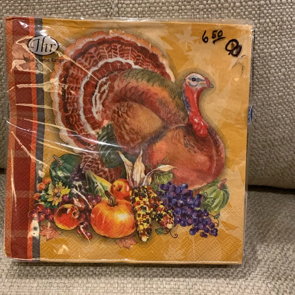 2 pkgs Autumn Thanksgiving Turkey Large Napkins